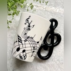 New SMALL Black & White Music Notes Ceramic Coffee Tea Mug Cup - 8.45oz